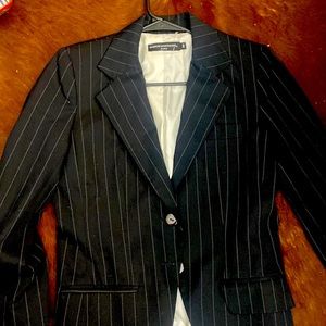 Very soft classy pinstriped navy and thin white stripes made in Paris